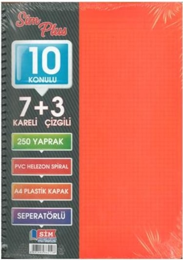 Sımplus A4 7+3 250 Yp Plastik Kapak Ayraçlı Defter Turuncu