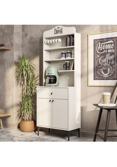 5200 Sıesta 69 Cm Kahve Köşesi Çok Amaçlı Dolap 2 Kapaklı 1 Çekme