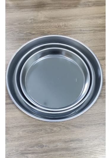 Paslanmaz Çelik 3 Lü Fırın Tepsisi Üçlü Tepsi Gri