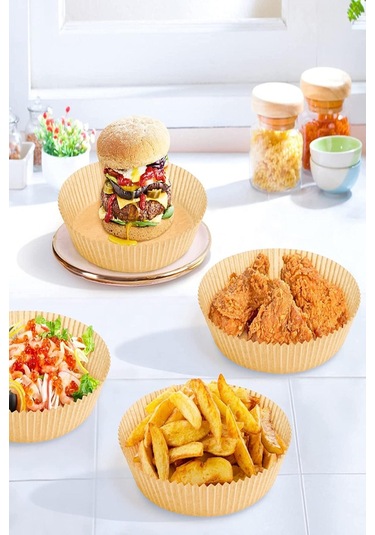 50 Adet Airfryer Pişirme Kağıdı Hava Fritözü Xiaomi Philips Yağsız Tefal Kumtel Mi Kağıt Kahverengi