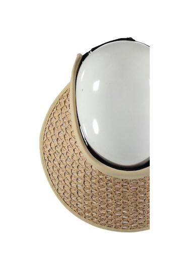 Uv Korumalı 50 Faktör Kadın Hasır Vizör Şapka Örgü Tasarım Vizör Bej