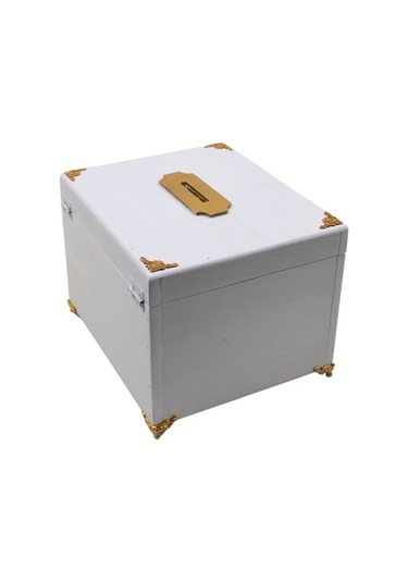 Altın Ayaklı Beyaz Tipbox 23x20x16cm Asma Kilit Hediyeli