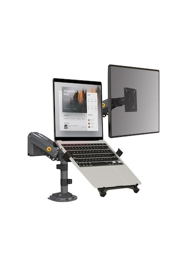 Nb H180-fp Çift Kol Amortisörlü 22"-32" Monitör Tutucu Ve 10"-17" Laptop Standı