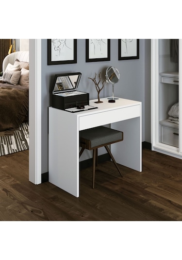 Arya Novella Kulpsuz Mode Çekmeceli Makyaj & Calışma Masası / Dresuar Beyaz