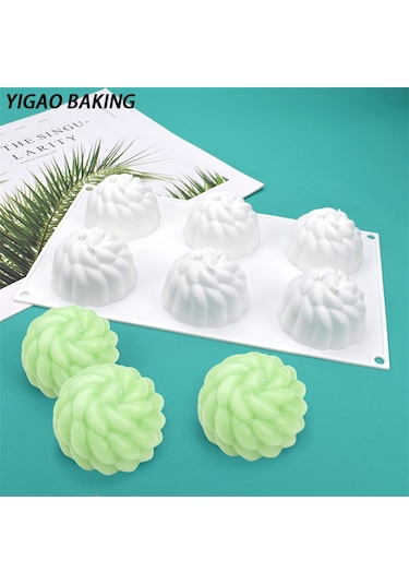 Mousse Kek Kalıbı 6 Santa Ana Çiçekli Silikon Kalıp Dıy Çikolata Beyaz