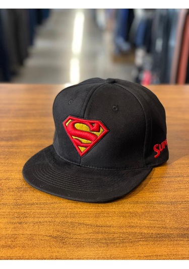Superman Siyah Kanvas Hiphop Snapback Rapper Basket Cap Şapka