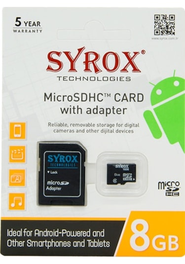 Syrox 8 GB MicroSDHC Hafıza Kartı + Adaptör