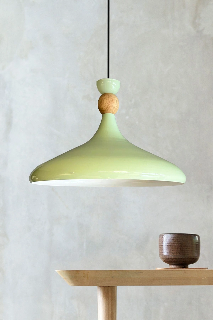 Champion Mint Ahşap Şapka Tekli Avize Sarkıt Salon Mutfak Cafe Butik Lamba Aydınlatma Avizeler Mint