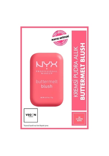 Nyx Professional Makeup Buttermelt Blush Kremsi Pembe Pudra Allık - 04 U Know Butta 4