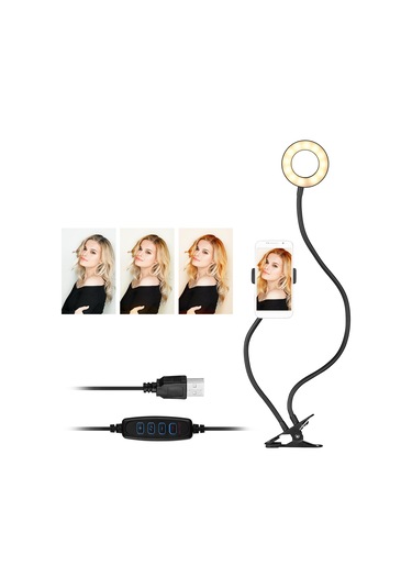 Andoer Webcam 3.5" Klipsli Mini Usb Işık Standı Siyah Siyah