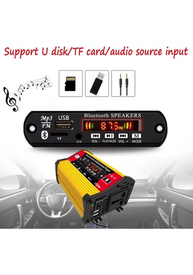 Solıke Tech 300w Modifiye Sinüs İnvertörü, Bluetooth Mp3/fm Multimedya Oynatıcı İle 12v İla 220v