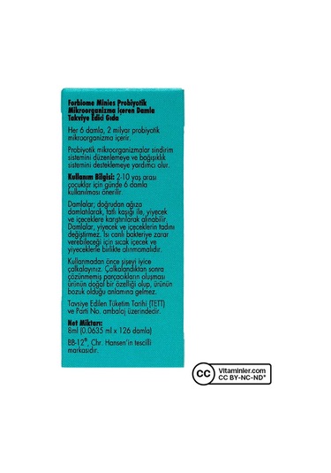 Forbiome Minies Probiyotik Damla 8 Ml Aromasız
