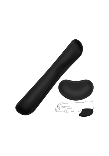 Bilek Destekli Mouse Pad, Kaymaz Ergonomik Bilek Destekli Siyah