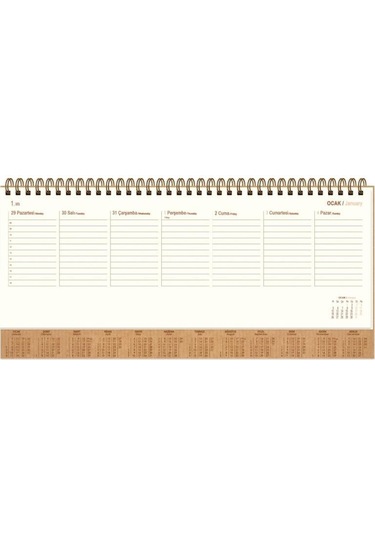 Keskin Color 2026 Aj-82 12x33 Haftalık Kraft Kapak Spiralli Masa Takvimi