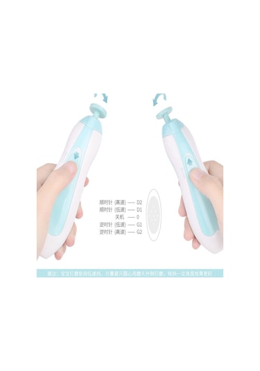 Vkemall Bebek Elektrikli Tırnak Taşlama Aleti Mavi Altı İşlevli Set - Ev Kullanıma Uygun, Kolay Kullanım, Dayanıklı Malzeme