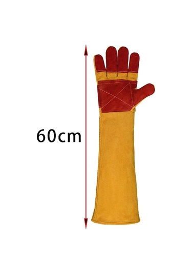 Trendooze Homyl Hayvan Eldivenleri, 60cm, Kırmızı Pu Deri, Eğitim Eldiveni