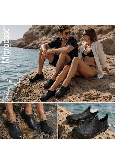 Microcase Unisex Siyah Deniz Ayakkabısı Nefes Alabilen Delikli Yapı Kaymaz Taban Al99098