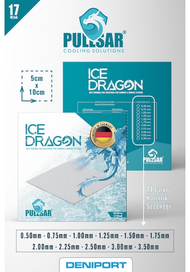 Pullsar Ice Dragon Thermal Pad 100 x 50 x 3.00 MM 17.0 W/M x K