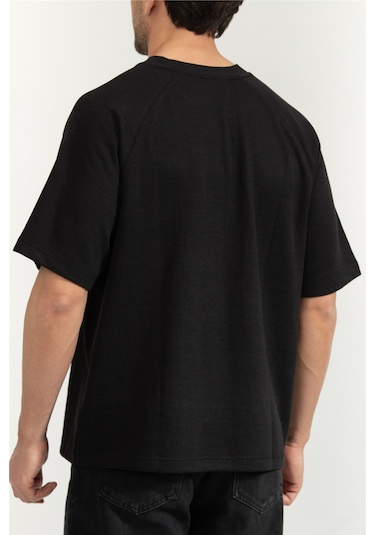 Cozy Flatback Rib Ss Relaxed Tee Erkek Bisiklet Yaka T-shirt Siyah