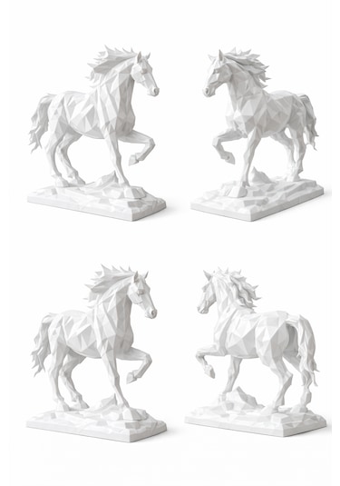 Low Poly At Figürü Modern Geometrik At Heykeli 3d Baskı Dekoratif Masaüstü Süsü 0