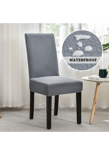 Koyu Gri Streç Su Geçirmez Sandalye Yemek Odası İçin Kapakları Slipcover Kılıf Sandalye Otel Oturma Odası Mutfak Yemek Sandalyesi Kapak