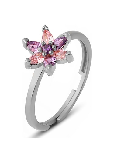 Zanaatsilver 925 Ayar Gümüş Ametist-pembe Taşlı Rodyum Kaplama Yüzük