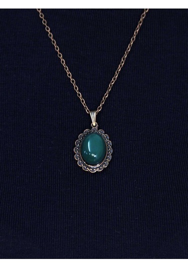 Doğal Taş Yeşil Akik Doğal Taşlı Kadın Doğal Taş Otantik Kolye Euk27bya Yeşil