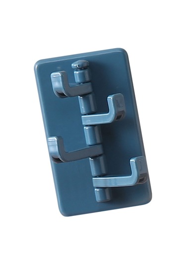 Kangvka Döner Dörtlü Duvar Kanca - Deliksiz Montaj, Japon Tabanlı Yapışkan, Mutfak/banyo Uygun, Mavi