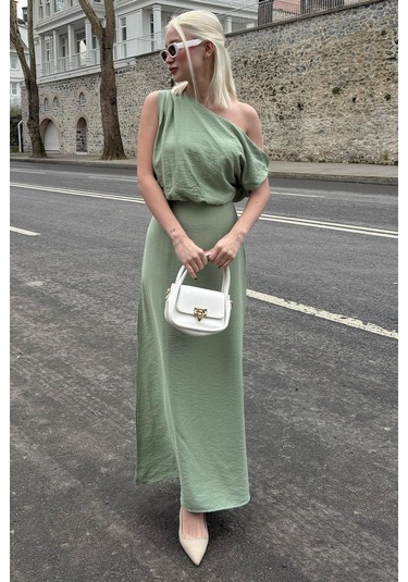 Madmext Madmext Mint Yeşili Düşük Omuz Elbise Mg2349 Mint Yeşili