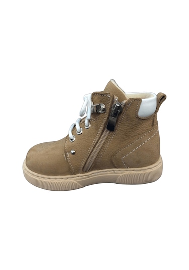 Ortopedikal1001 Ridente A Taba Süet Bebe Erkek Çocuk Bot % 100 Deri Fermuarlı Ve Bağcıklı A Taba