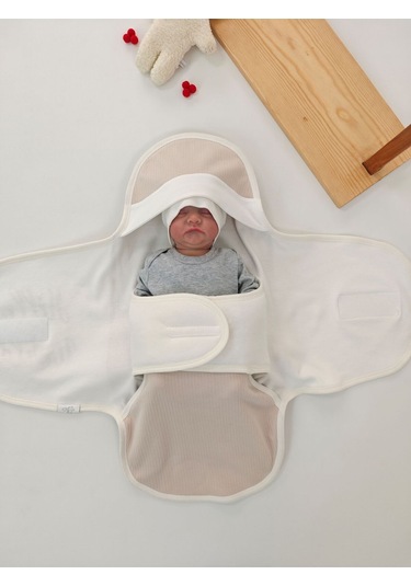 %100 Pamuklu Bebek Kundak Battaniyesi Uyku Tulumu Kız/erkek 0-9 Ay Ortopedik Nakış Detaylı Gri