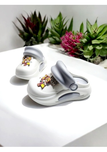 Eva Döngülü Sevimli Ayı Sticker Deniz,havuzi,plaj Terliği Gri