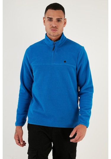 Buratti Slim Fit Anti-Pilling Tüylenme Yapmayan Bato Yaka Kışlık Şardonlu Erkek Polar 5906001 Saks