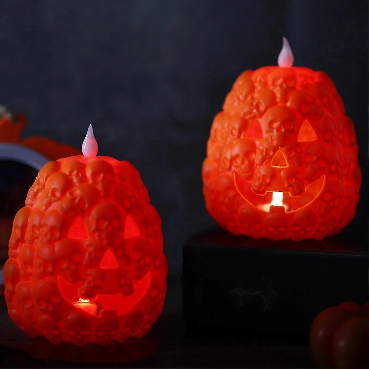 Cadılar Bayramı Jack O'lantern Pil İle Çalışan Led Işıklı Balkabağı Dekorasyonu Şenlikli Atmosfer Malzemesi Cadılar Bayramı Parti Dekoru Diğer