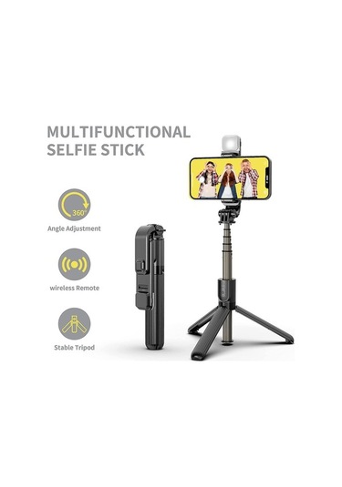 Joyhub Tripod Stand Telefon Tutacağı İle Şarj Edilebilir Kısılabilir Selfie Çubuğu Led Işık Siyah Havalandırma 5hfqym