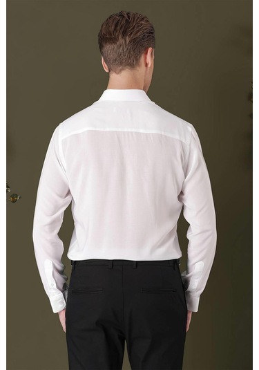 Gk 709 Slim Fit Beyaz 1 Klasik Gömlek Beyaz