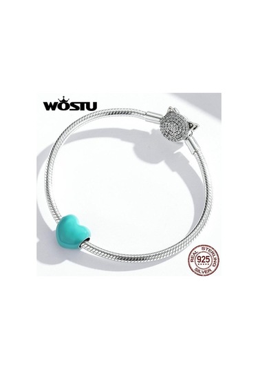 Novahub 925 Ayar Gümüş Kalp Şekli Boncuk Fit Bilezik, Pembe, Kırmızı, Mavi Renkli Emaye, Wostu Tasarım, Kadın Takı Pembe