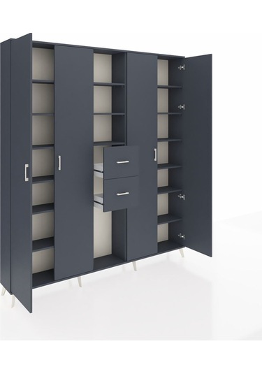Arges Dolap 15 Raflı 2 Çekmeceli 4 Kapaklı 220x30x243 Antrasit-antrasit/antrasit Antrasıt/antrasıt Arges Dolap 15 Raflı 2 Çekmeceli 4 Kapaklı 220x30x243 Antrasit-antrasit/antrasit Antrasıt/antrasıt