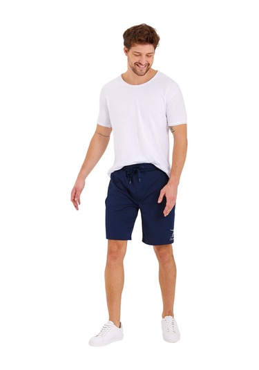 Adams Erkek Reflektör Logo Regular Fit Cepli Spor Şort Navy