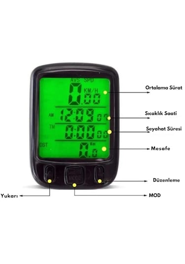 Techtic Sunding Bisiklet Km Hız Göstergesi Işıklı Led Ekranlı Siyah