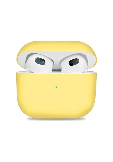 Wozlo Airpods Uyumlu 3 Koruyucu Kılıf - 3. Nesil Silikon Kulaklık Koruma Kılıfı - Sarı