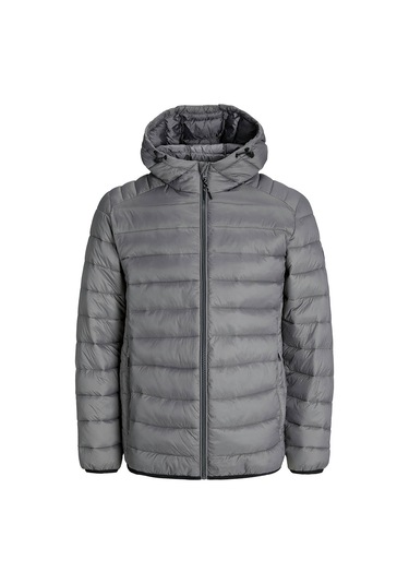 Jack&jones Bradley Light Puffer Hood Erkek Gri Kapüşonlu Mont Gri
