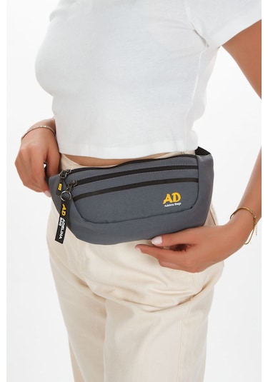 Unisex Çapraz Askılı Telefon Bölmeli Bel Ve Omuz Çantası Gri