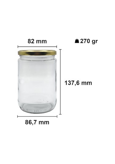 Afracam 660 Ml Metal Kapaklı Şeffaf Cam Kavanoz 12 Adet Siyah