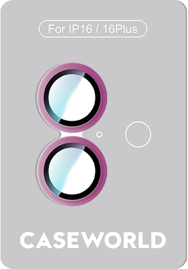 İphone 16 Uyumlu Caseworld Alloy Two-color Serisi Lens Koruyucu Pembe