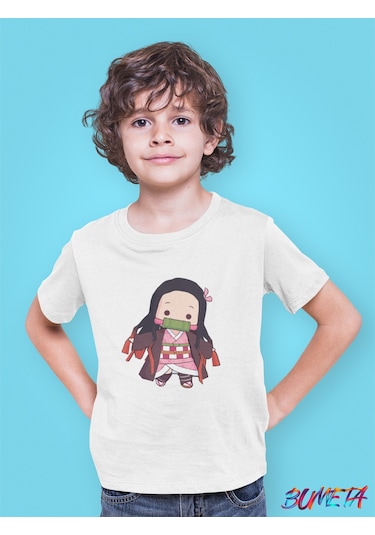 Bumeta Anime Cute Karakter Baskılı Çocuk Tişört 3 Lü Set Beyaz