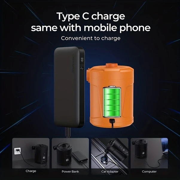 Willowhaven Siyah Kablosuz Taşınabilir Çift Amaçlı Elektrikli Hava Pompası Yüzme Havuzu Şişme Yatak Ve Simit İçin