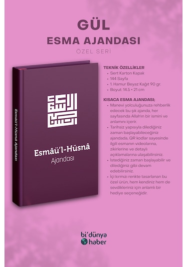 Esmaül Hüsna Ajandası- Gül Özel Seri Çok Renkli