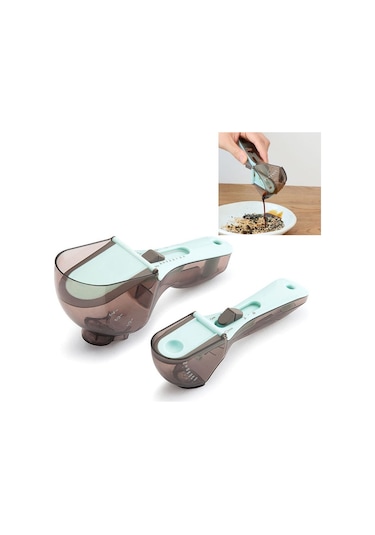 Sones 2'si 1 Arada Mutfak Aleti Plastik Ölçü Kaşığı Ayarlanabilir Pişirme Aleti Ölçü Kaşığı