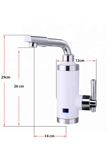 Elektrikli Sıcak Musluk Ani Su Isıtıcı Termal Şofben Musluk Asg5b Beyaz